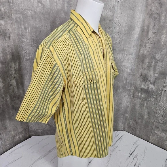 Vintage 90s Introspect Sportswear Striped Shirt Mens L Yellow Cotton Retro Y2K‎ - Picture 6 of 9